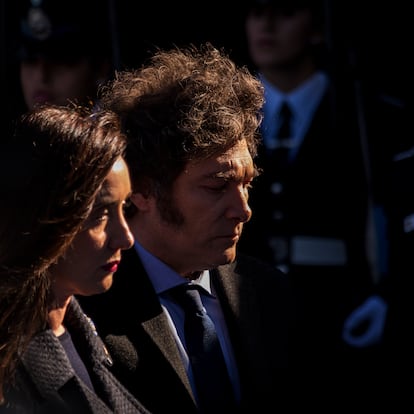 La vicepresidenta Victoria Villarruel y el presidente Javier Milei, en Buenos Aires (Argentina) el 2 de julio de 2024.