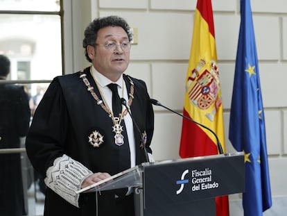 Álvaro García Ortiz, fiscal general del Estado, durante la declaración institucional el pasado 15 de abril.