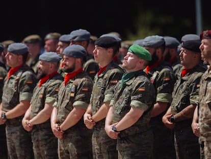 Soldados españoles que se han incorporado al contingente enviado a Eslovaquia, el pasado 1 de julio.