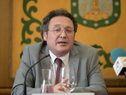 El fiscal general del Estado, Álvaro García Ortiz, durante la clausura de la Escuela de Verano del Ministerio Fiscal, en el Pazo de Mariñán, a 14 de junio de 2024, en Mariñán (A Coruña).