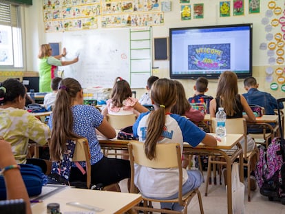 Varios alumnos de un colegio público de Logroño a comienzos del pasado curso.