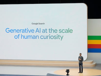 Sundar Pichai, máximo responsable de Google, este martes en Mountain View (California), durante la presentación de los avances en inteligencia artificial.