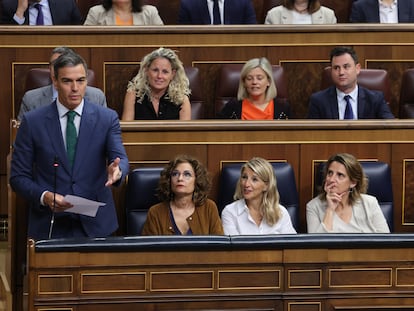 Pedro Sánchez, durante su intervención este miércoles en el Congreso.