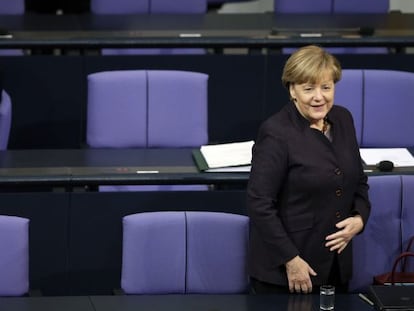 La canciller Angela Merkel, en un debate en el Bundestag.