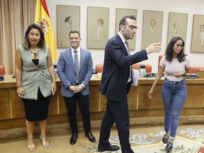 El ministro de economía Carlos Cuerpo, este miércoles en el Congreso de los Diputados.