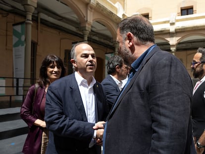 Oriol Junqueras y Jordi Turull, en un acto celebrado de Òmnium Cutural el pasado 31 de mayo.