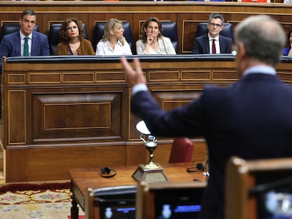 Pedro Sánchez y Alberto Nuñez Feijóo, el pasado miércoles en el Congreso.